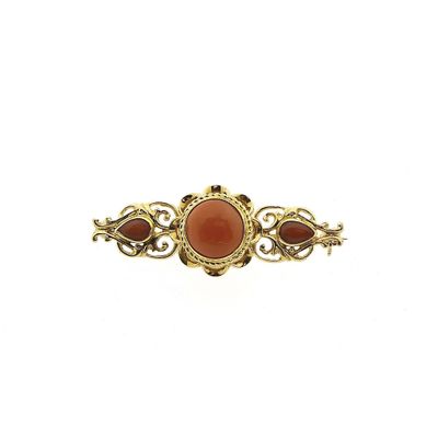 Image 1 of Antique gold brooch with blood coral