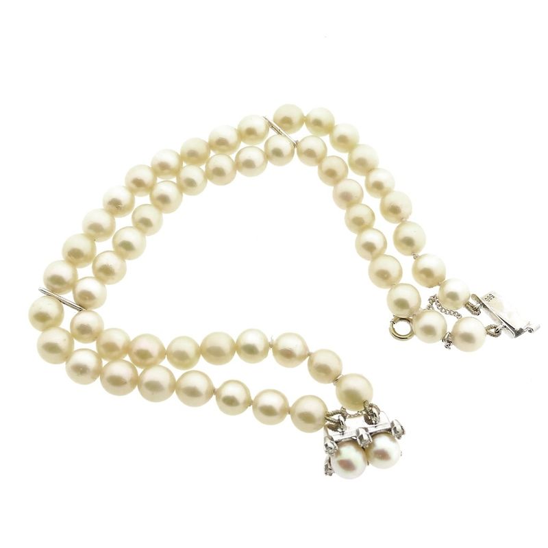 Image 13 of Pearl bracelet with white gold clasp and 0.18 ct. diamond | 20.5 cm