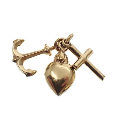 Image 1 of Gold pendant; Faith, hope, and love | Old-school style