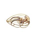 Image 1 of Two-tone gold fantasy brooch with pearl and diamond