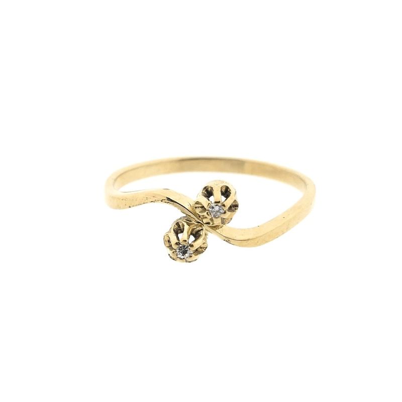 Image 3 of Golden toi et moi ring with diamond; 0,01 ct.