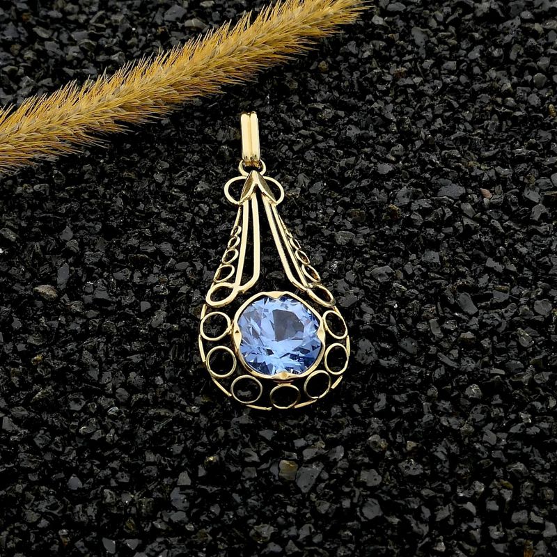 Image 2 of Gold Pendant with Topaz; 14 Karat