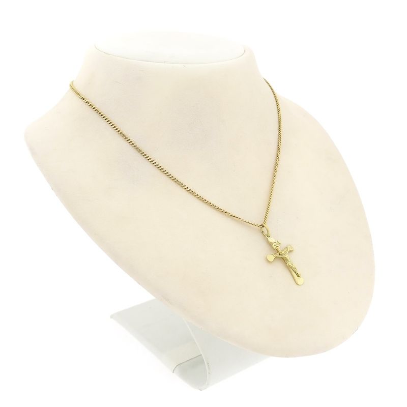 Image 10 of Gold pendant of a cross with corpus; INRI