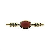 Vintage gold brooch with blood coral