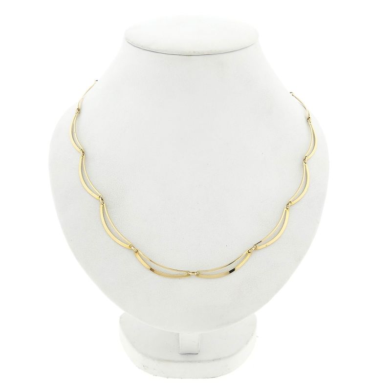 Image 1 of Tricolor gold navy link necklace | 51 cm