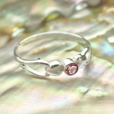 Image 2 of Silver ring with pink zirconia stone