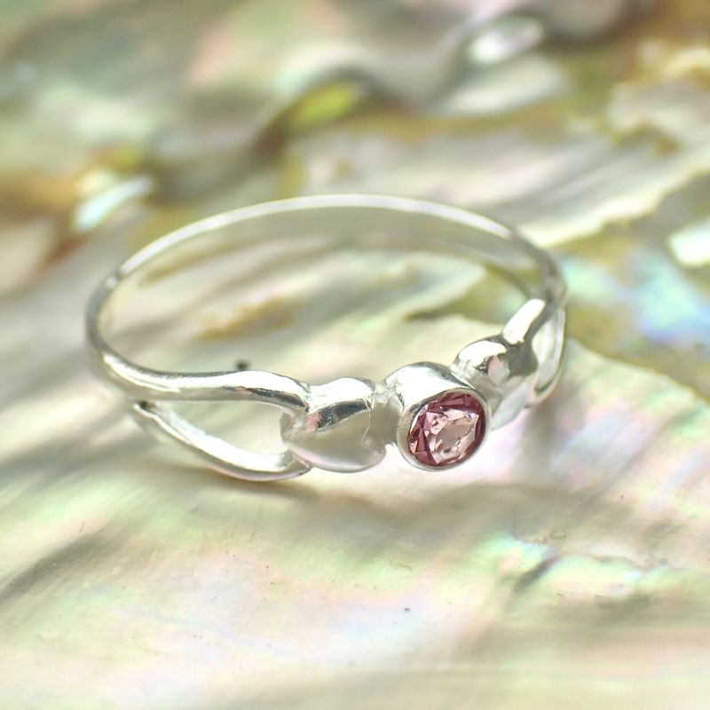 Image 2 of Silver ring with pink zirconia stone