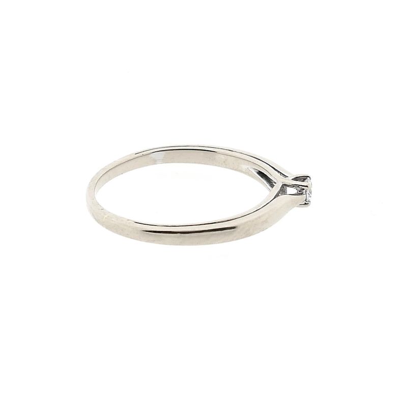 Image 5 of White Gold Engagement Ring with 0.07 ct Diamond; 14K; Size 18.5