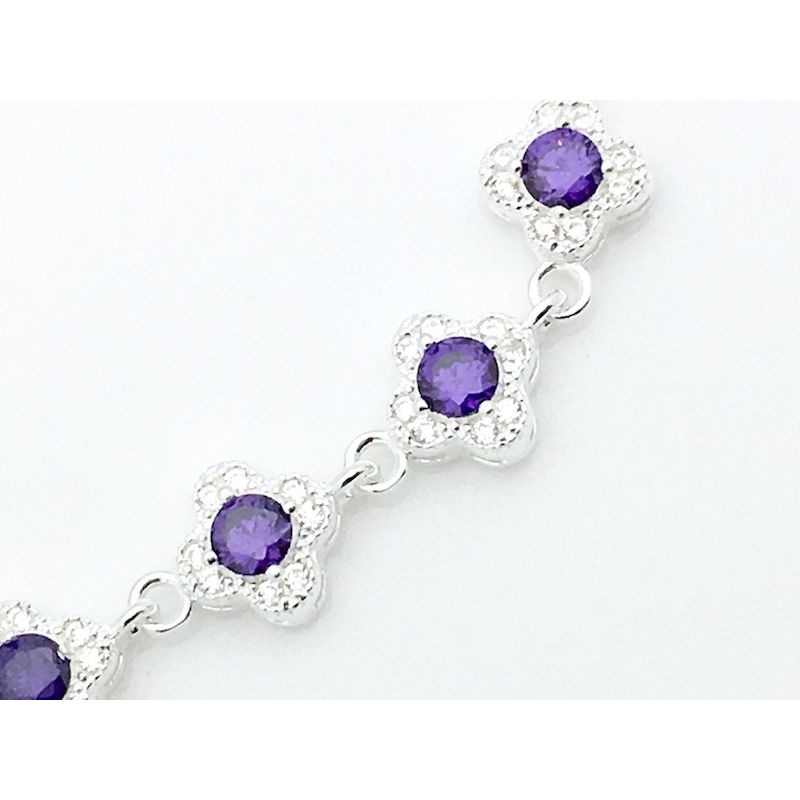 Image 5 of Silver bracelet set with white and purple zirconia
