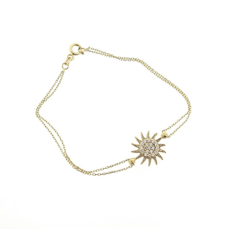 Image 3 of Gold bracelet with sun and zirconia | 17 cm
