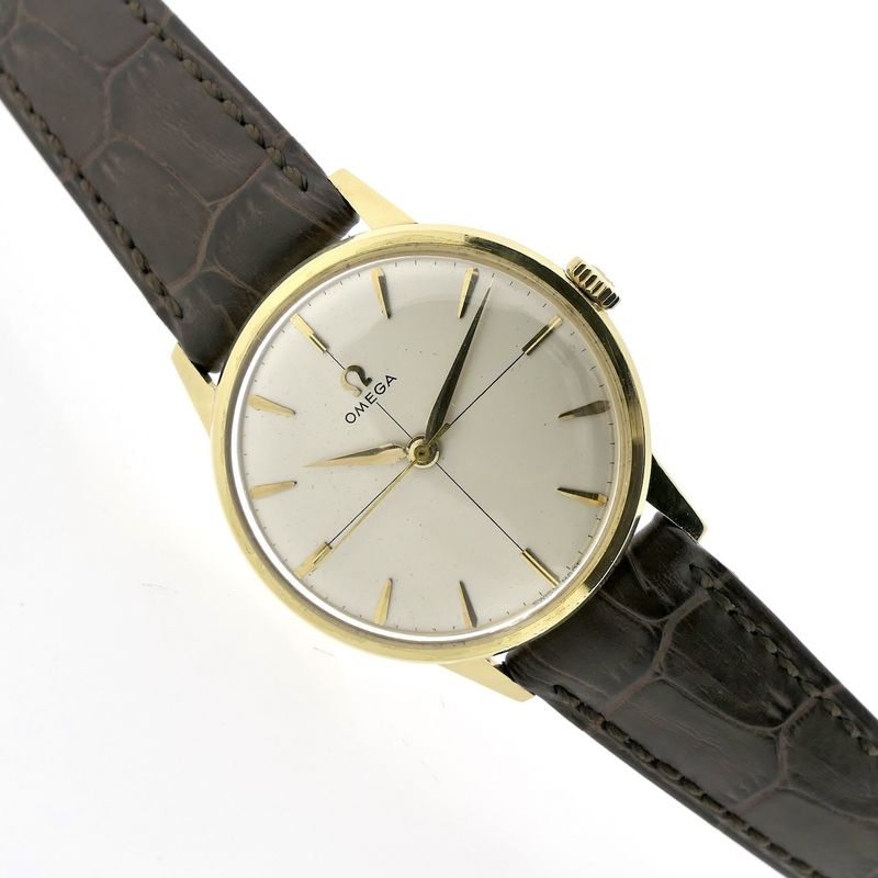 Image 13 of Omega Geneva 'Zephyr Dial' 14720 2; Vintage 18k gold watch
