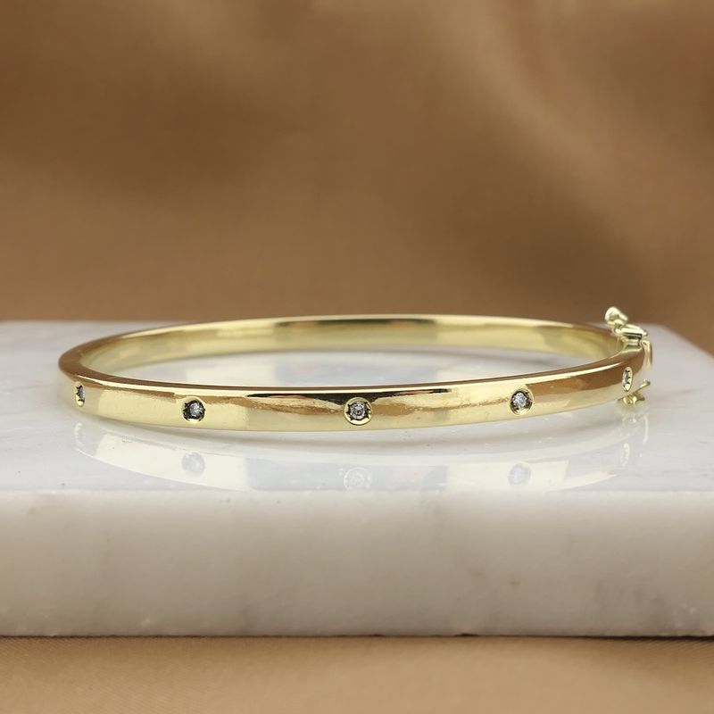 Image 7 of Gold slave bracelet with diamonds; Size S/M