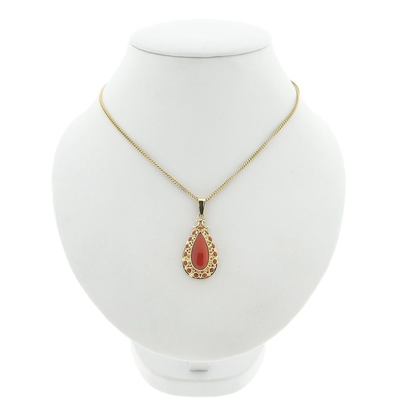Image 8 of Antique gold pendant with blood coral