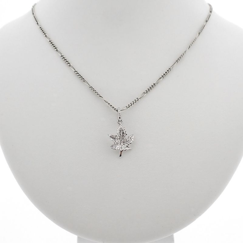 Image 3 of 18 carat white gold maple leaf pendant