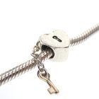 Image 2 of Pandora charm; Silver with gold; Heart with gold key