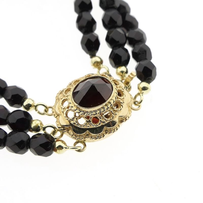 Image 5 of Glass bead bracelet with gold clasp; Antique | 19.5 cm