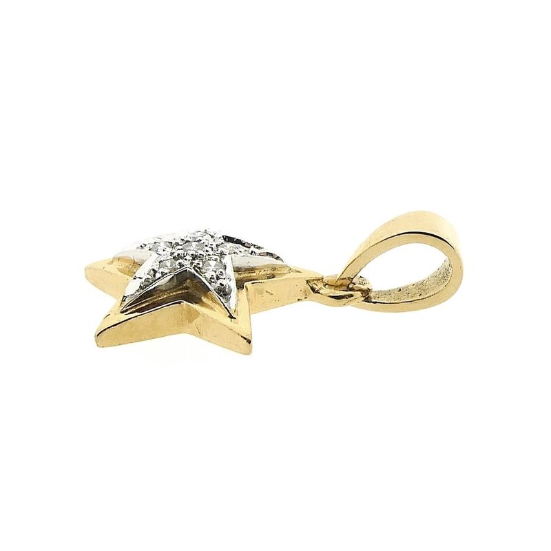 Image 9 of Two-tone gold subtle star pendant with diamond | 0.06 ct.