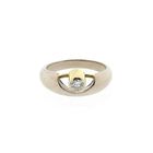 Image 3 of Bicolor Gold Solitaire Ring with Diamond; 14K; Size 17.5