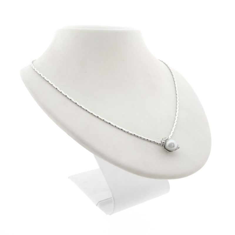 Image 2 of White gold necklace with Tahitian pearl and diamonds; 0.35 ct.