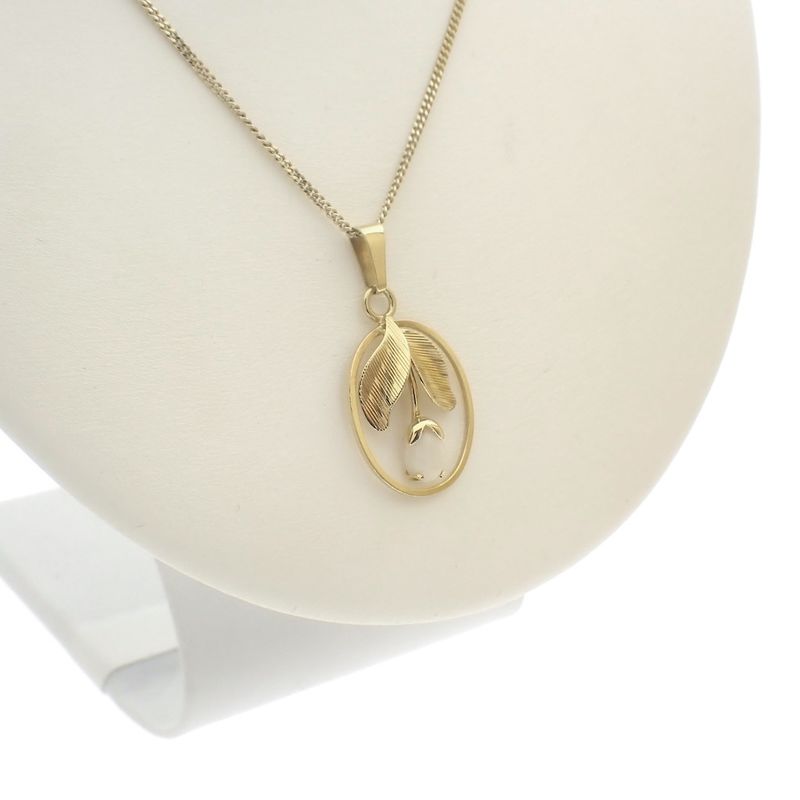 Image 8 of Gold tulip pendant with white opal