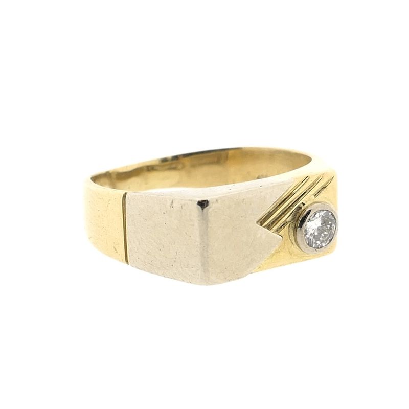 Image 5 of Two-tone gold pinky ring with diamond; 0.08 ct.