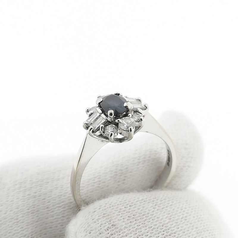Image 6 of White gold cocktail ring with sapphire and diamond; 0.62 ct.