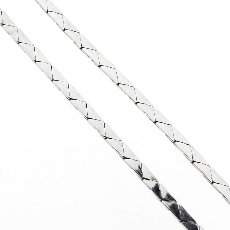 Image 3 of White gold necklace with fixed pendant of sapphires and diamonds; 0.14 ct.