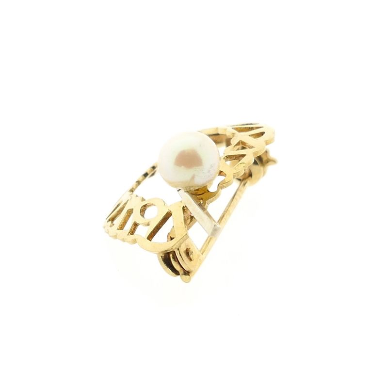 Image 8 of Vintage two-tone gold brooch with pearl