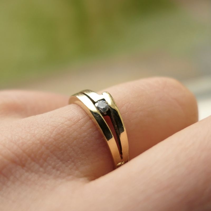 Image 12 of Gold subtle ring with zirconia