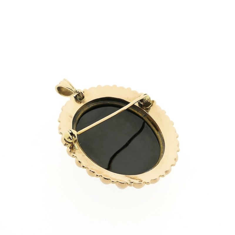 Image 4 of Two-tone gold brooch/pendant with enamel