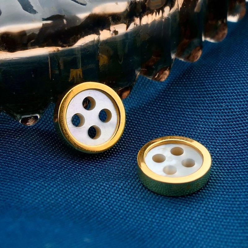 Image 2 of Gold button with mother of pearl