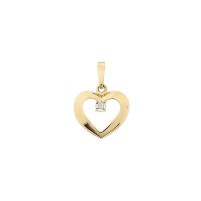 Image 1 of 8K Heart Pendant with Diamond | 0.005 ct.