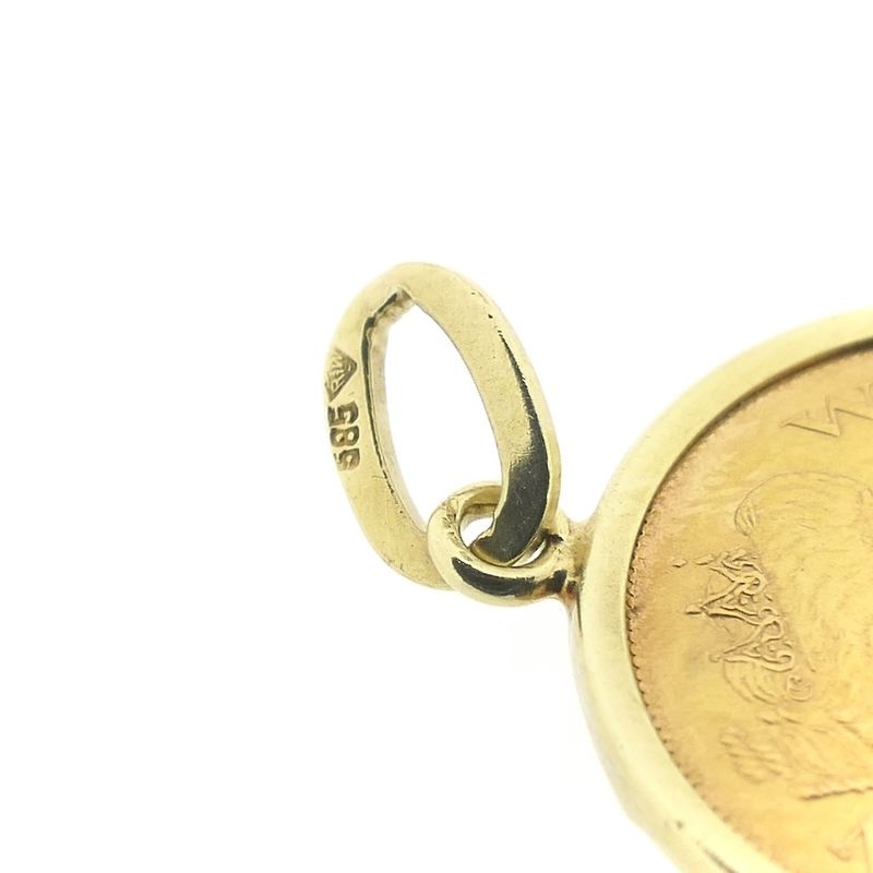 Image 10 of Gold five-guilder coin pendant; Queen Wilhelmina 1912