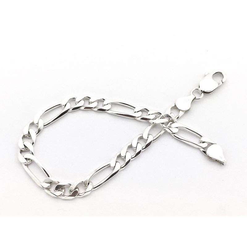 Image 3 of Silver bracelet; Figaro link | 21 cm