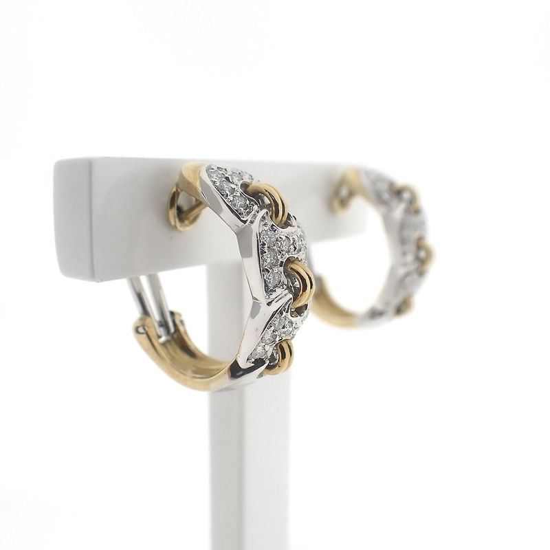 Image 3 of Bicolor earrings with diamond; 0.48 ct.