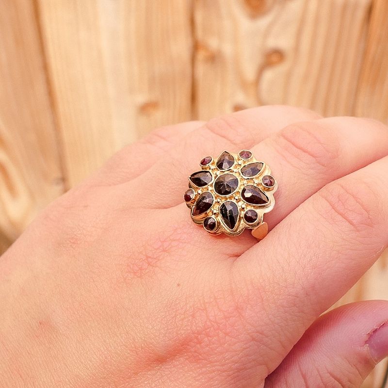 Image 4 of Gold entourage ring with garnet stones | Vintage
