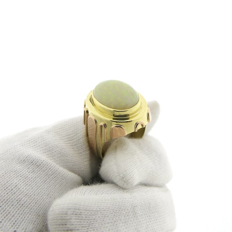 Image 3 of Two-tone gold ring with white opal
