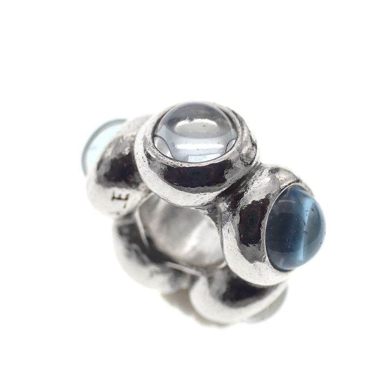 Image 1 of Pandora spacer; Silver; Blue Topaz