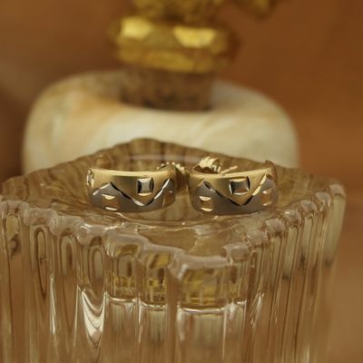 Image 2 of Two-tone gold stud earrings