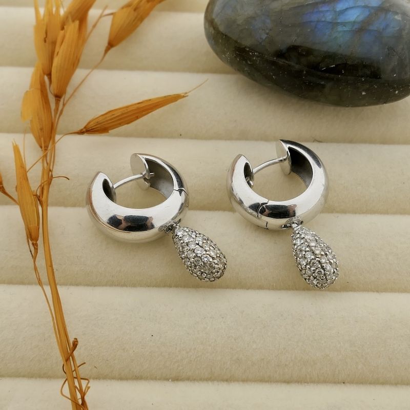 Image 6 of White gold earrings with diamonds; Approx. 0.70 ct.