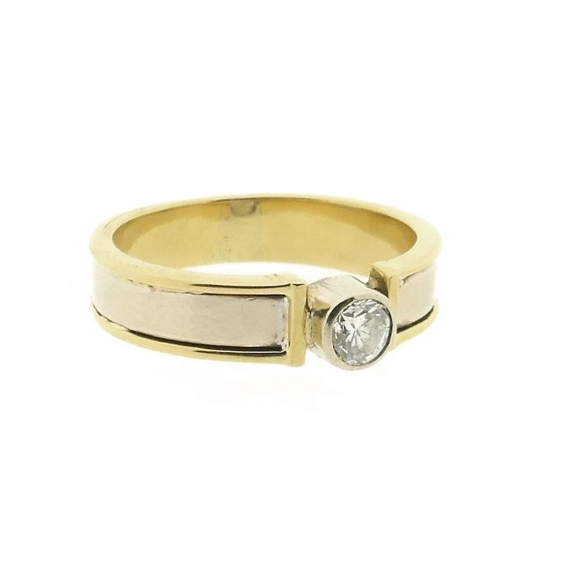 Image 9 of Two-tone gold solitaire ring with diamond; 0.35 ct.