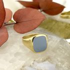 Image 7 of Gold signet ring with blue layered stone; Pinky ring