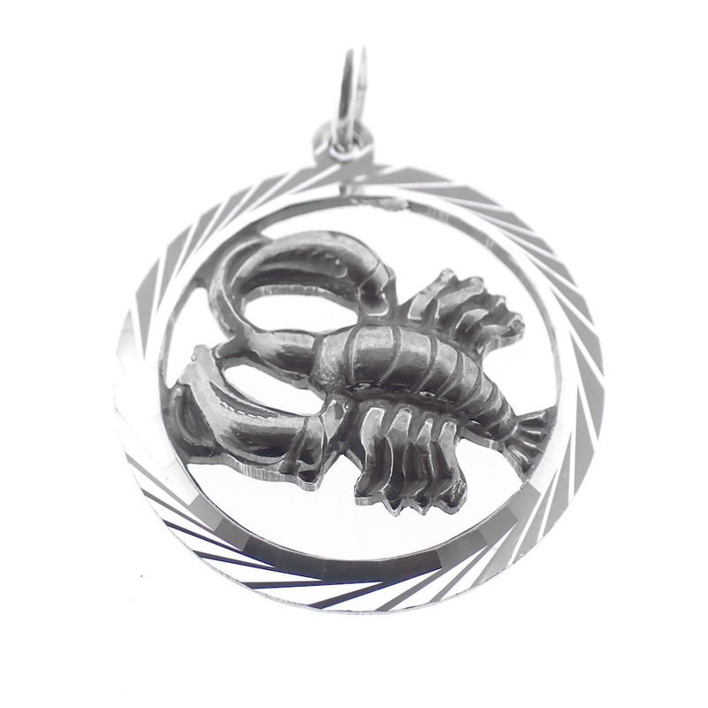 Image 2 of Silver zodiac sign pendant; Cancer