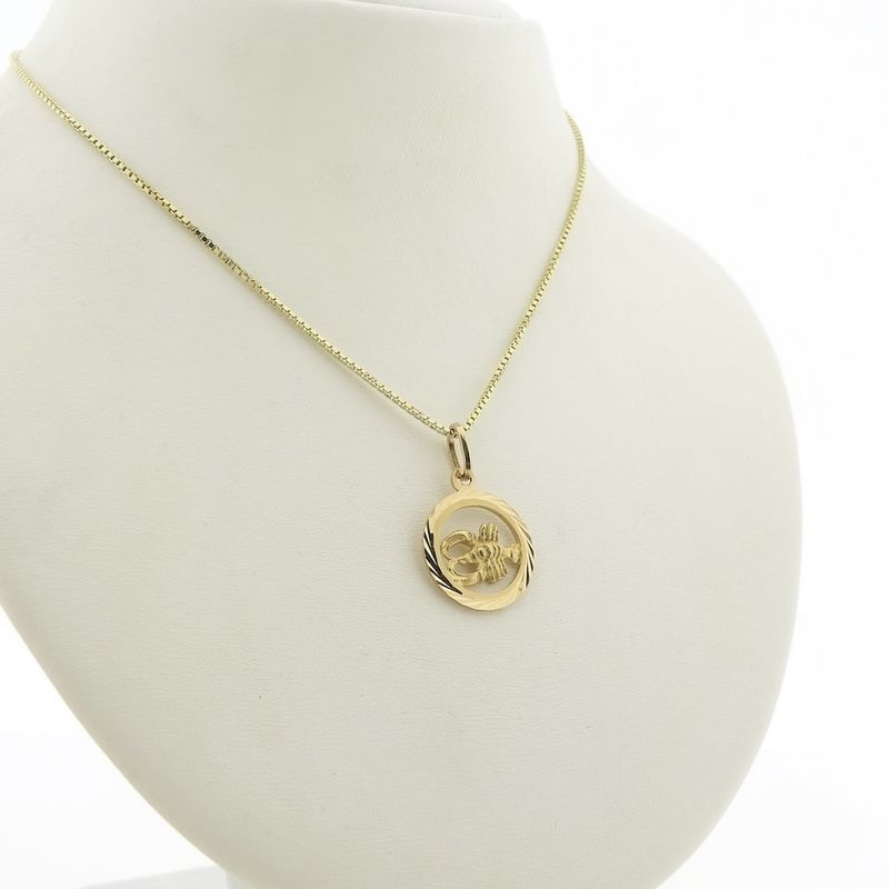 Image 7 of Gold zodiac sign pendant; Cancer
