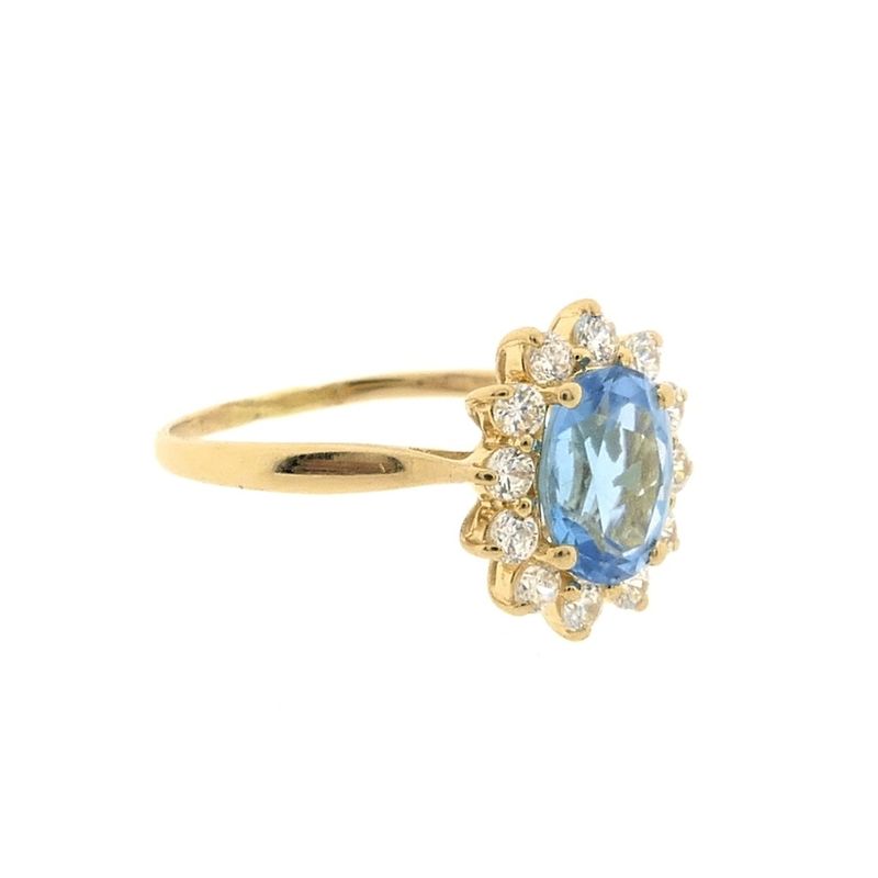 Image 7 of Gold ring with aquamarine and zirconia