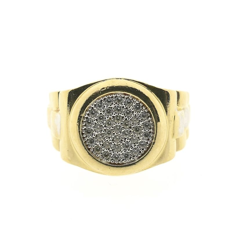 Image 3 of Two-tone gold men's ring with zirconia