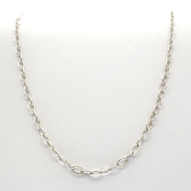 Image 4 of Silver ribbed anchor link chain | 70 cm