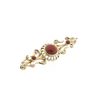 Image 2 of Gold brooch with blood coral