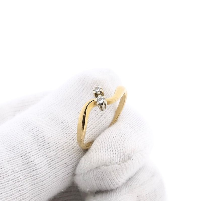 Image 9 of Gold toi et moi ring with diamonds; 0.03 ct.