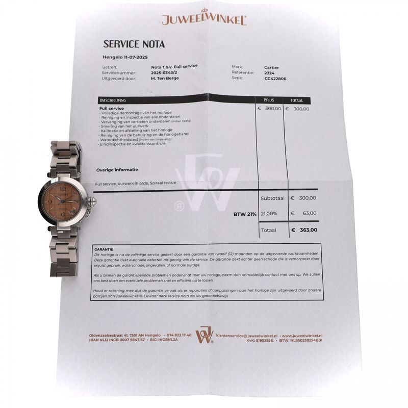 Afbeelding 13 van Cartier Pasha C ‘Salomon’ 2324 W31043M7; Automatisch Horloge